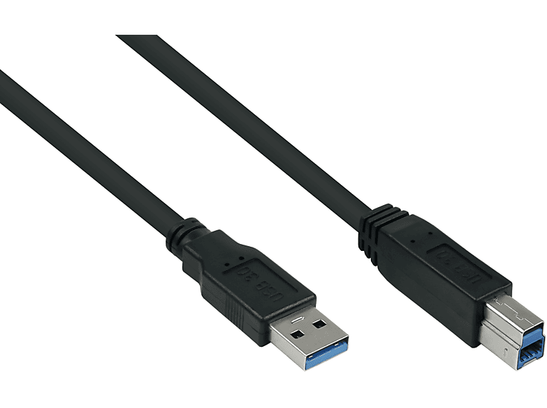 KABELMEISTER Stecker A an Kabel UL, schwarz AWG28 USB KUPFER, Stecker 3.0 AWG24, / B,Premium