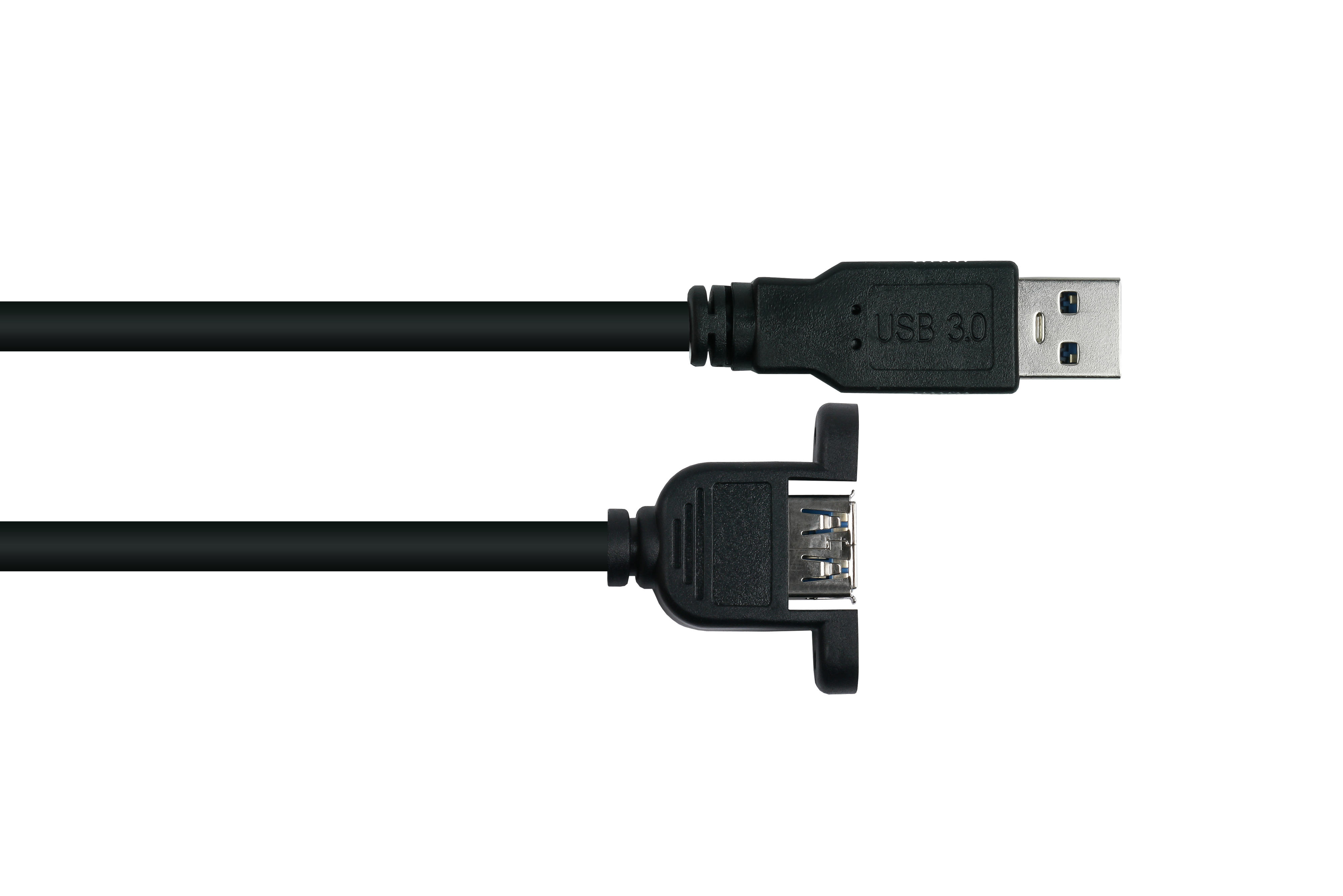 AWG24, Einbau-Verlängerung 3.0 Stecker KUPFER, schwarz UL, USB / an Buchse A KABELMEISTER AWG28 A,Premium,