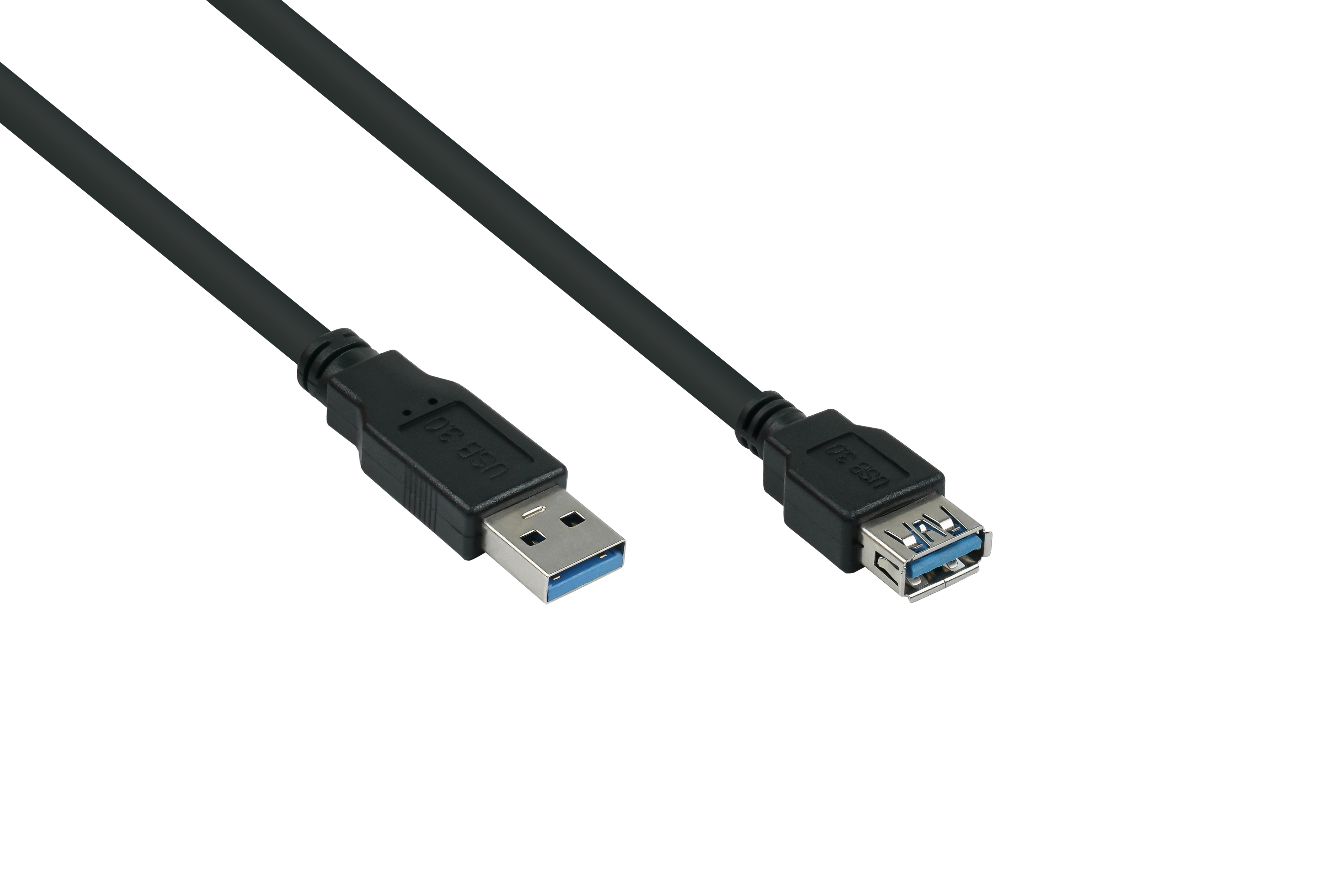 KABELMEISTER Stecker AWG24, A,Premium, AWG28 A schwarz USB KUPFER, Buchse 3.0 an Verlängerungskabel / UL
