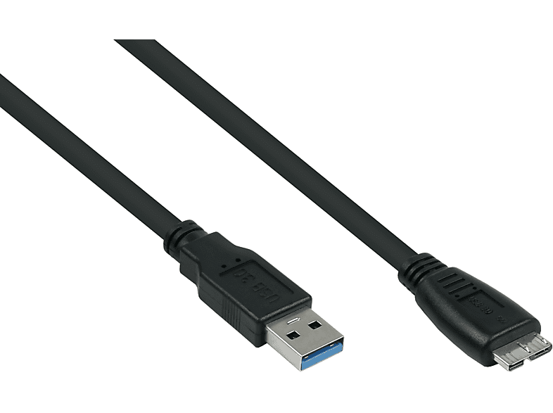 Micro KABELMEISTER Stecker USB Kabel AWG24, AWG28 UL, an KUPFER, B,Premium, Stecker A schwarz 3.0 /