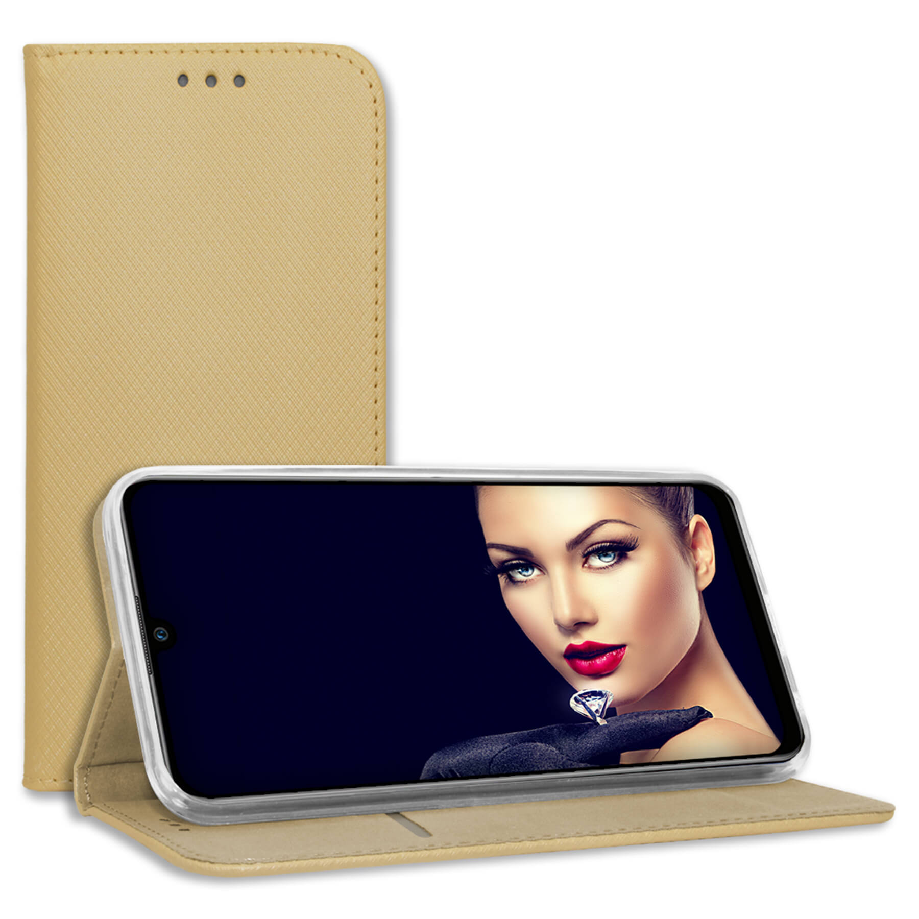 Motorola, 5G, MTB Bookcover, Moto Gold Magnet MORE ENERGY G51 Smart Klapphülle,