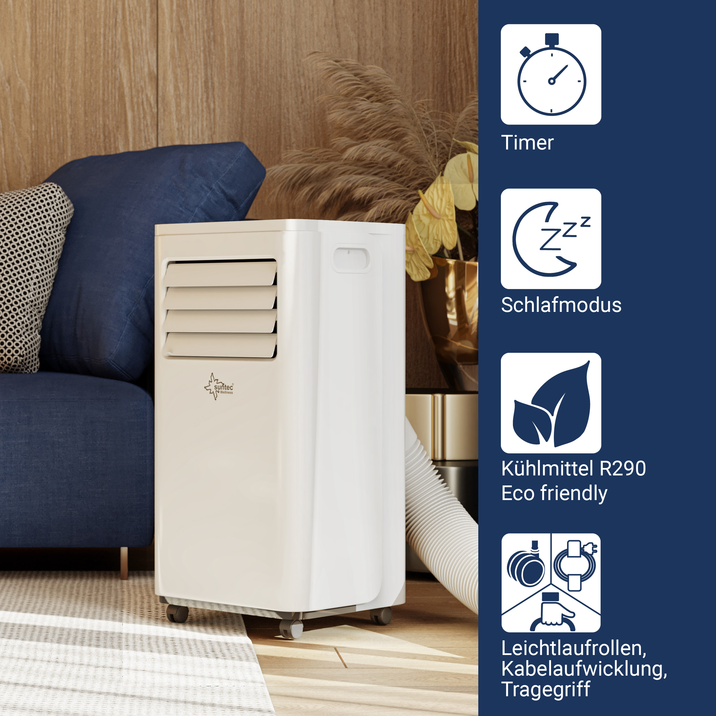A) SUNTEC 25 (Max. EEK: Eco APP m², Klimagerät 2.0 Impuls Weiß mobiles R290 Raumgröße: