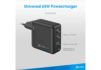 XLAYER Powercharger 65W GaN USB-C Ladegerät Universal, Schwarz