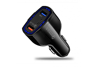 Cargador coche SMTK-1610B Cargador de coche USB con 3 puertos Carga Rápida Tipo-C Negro | MediaMarkt