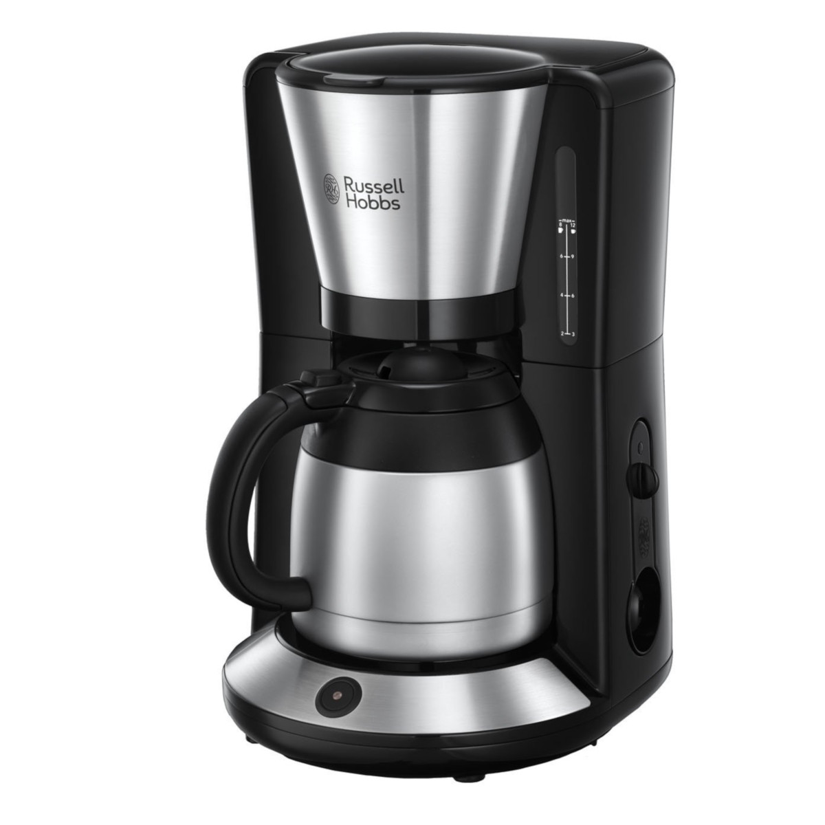 Cafetera de Goteo - Adventure RUSSELL HOBBS, 1100 W, 1 Liter, 8 tazas, Negro y plata