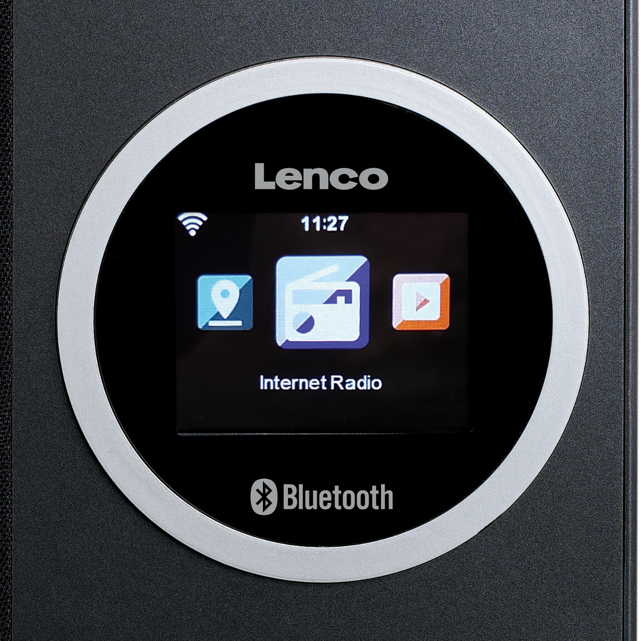 LENCO Farbdisplay mit Kompaktes Internetradio DIR-70BK Internet Radio, Bluetooth, Internet, Radio, Bluetooth®, - Schwarz-Silber und