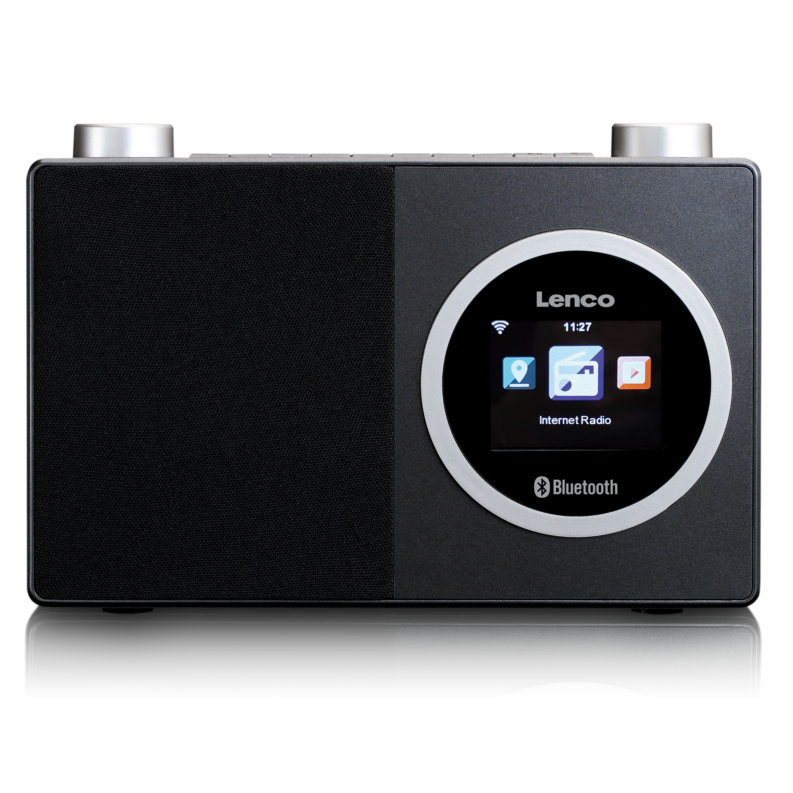 LENCO DIR-70BK - Internetradio mit Internet, Radio, Internet Kompaktes Bluetooth®, Schwarz-Silber und Bluetooth, Farbdisplay Radio
