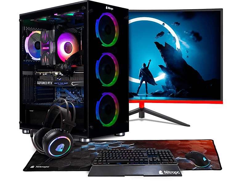 Imagen de PC Gaming - Pack Diamond Plus NITROPC, Intel Core i7-12700F (12 núcleos, 20 hilos | de 1,60GHz hasta 4,90 GHz (turbo)), 16 GB, 1 TB, 1 TB, NVIDIA GeForce RTX 3050 8GB GDDR6, Windows 11 Home, Negro