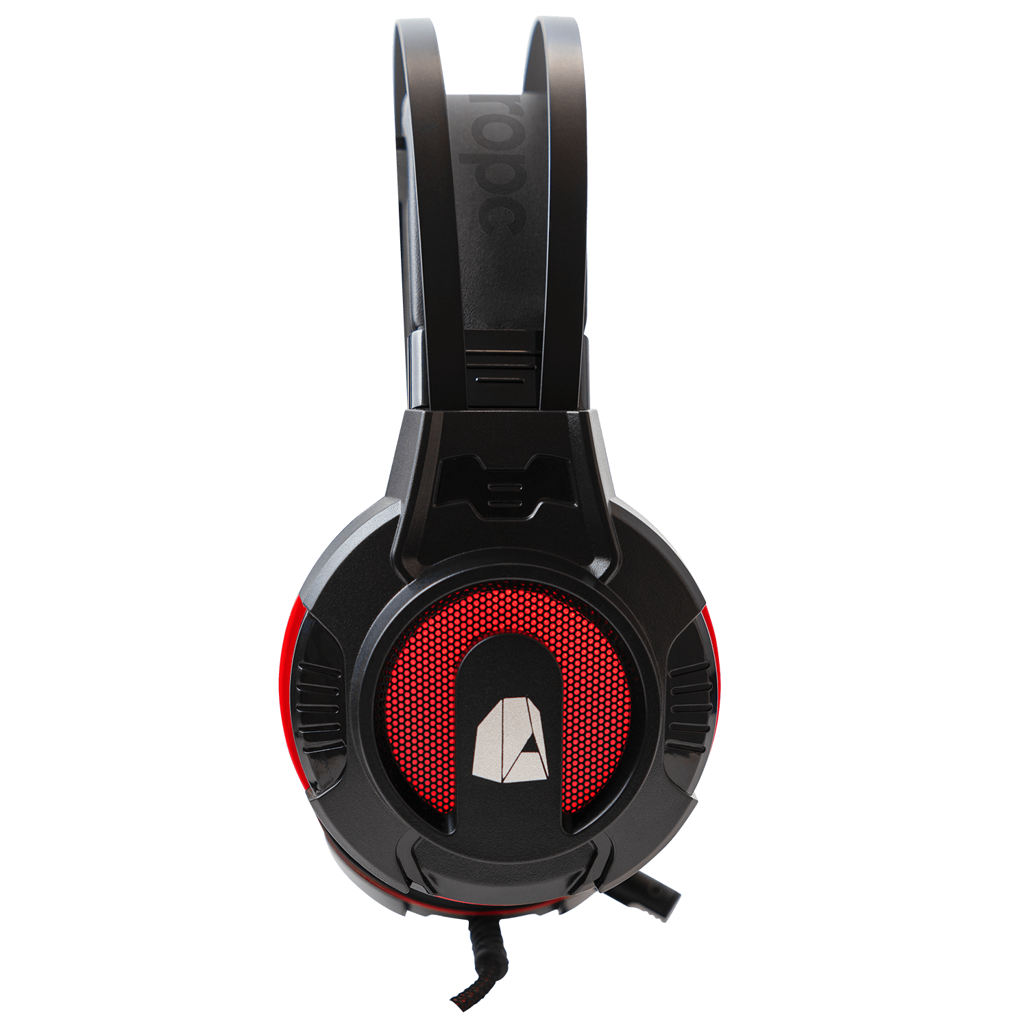 Auriculares gaming negros y rojos con micrófono y el logotipo 'rope'.