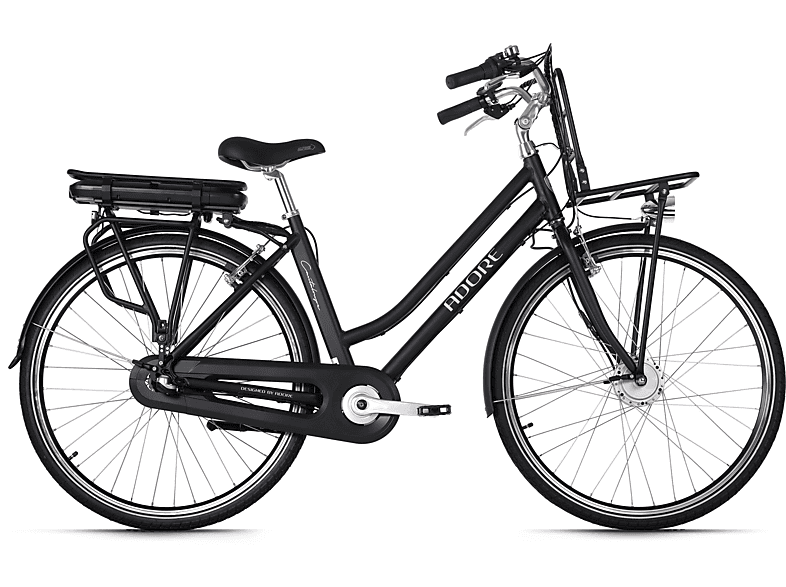 ADORE Cantaloupe Citybike (Laufradgröße: 28 Zoll, Rahmenhöhe: 49 cm, Damen-Rad, 374,4 Wh, Schwarz)