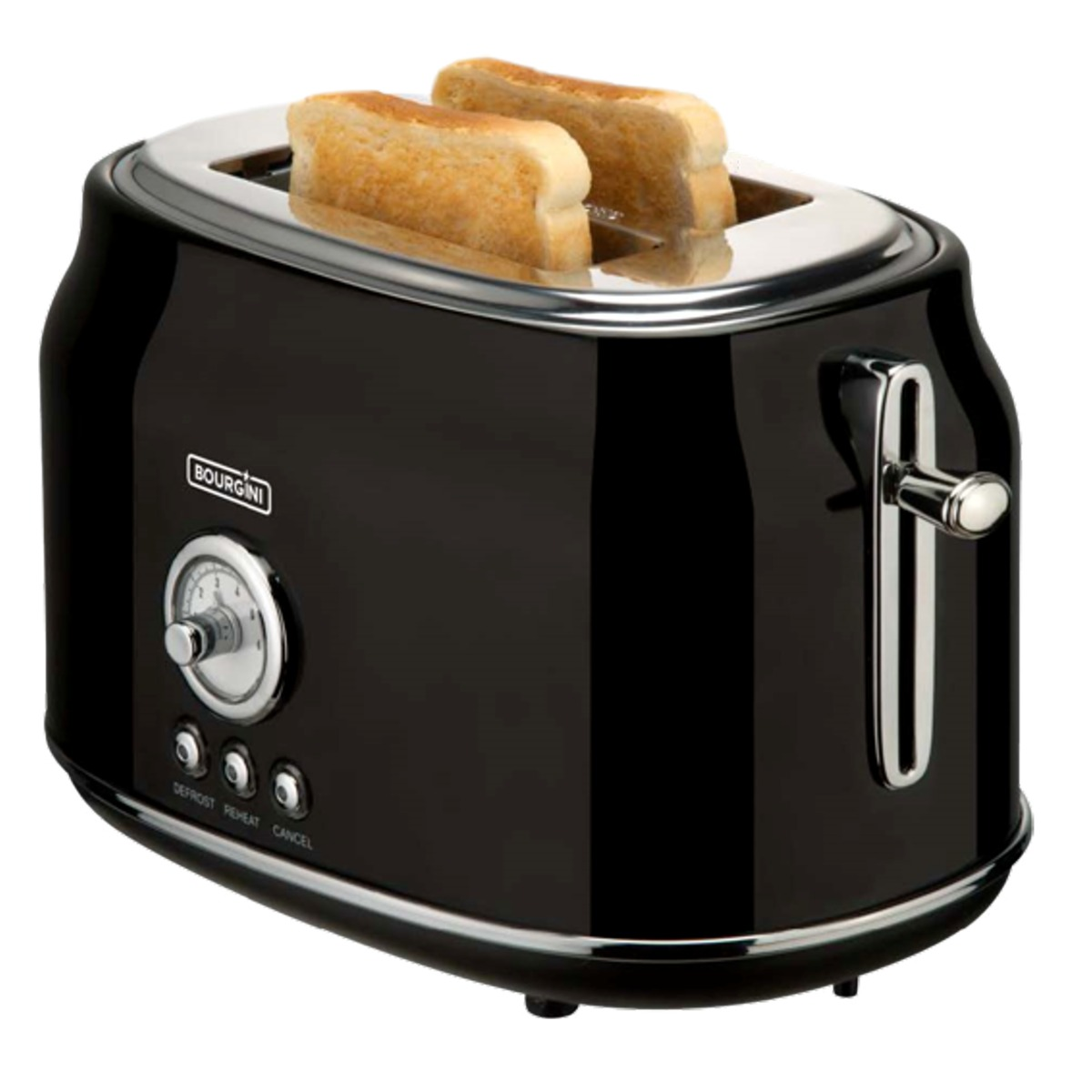 2) Watt, Schwarz 14.8001.00.00 Retro BOURGINI Toaster Schlitze: (815