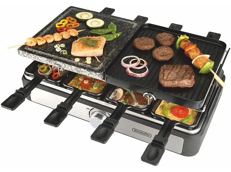 BOURGINI Steingrill Plus Raclette, Schwarz (1300 Watt)