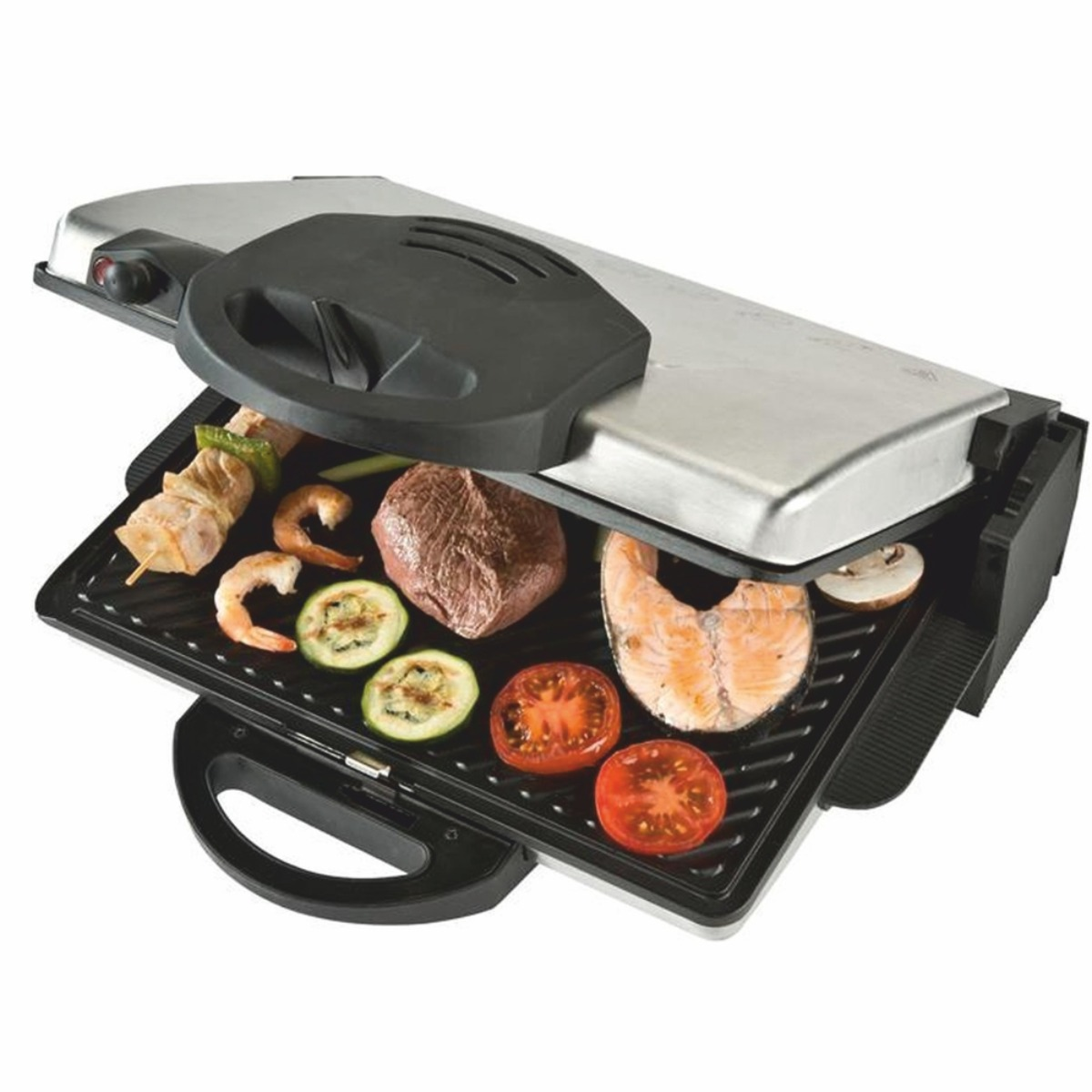 Parrilla - Classic health grill delux BOURGINI, Negro y plateado