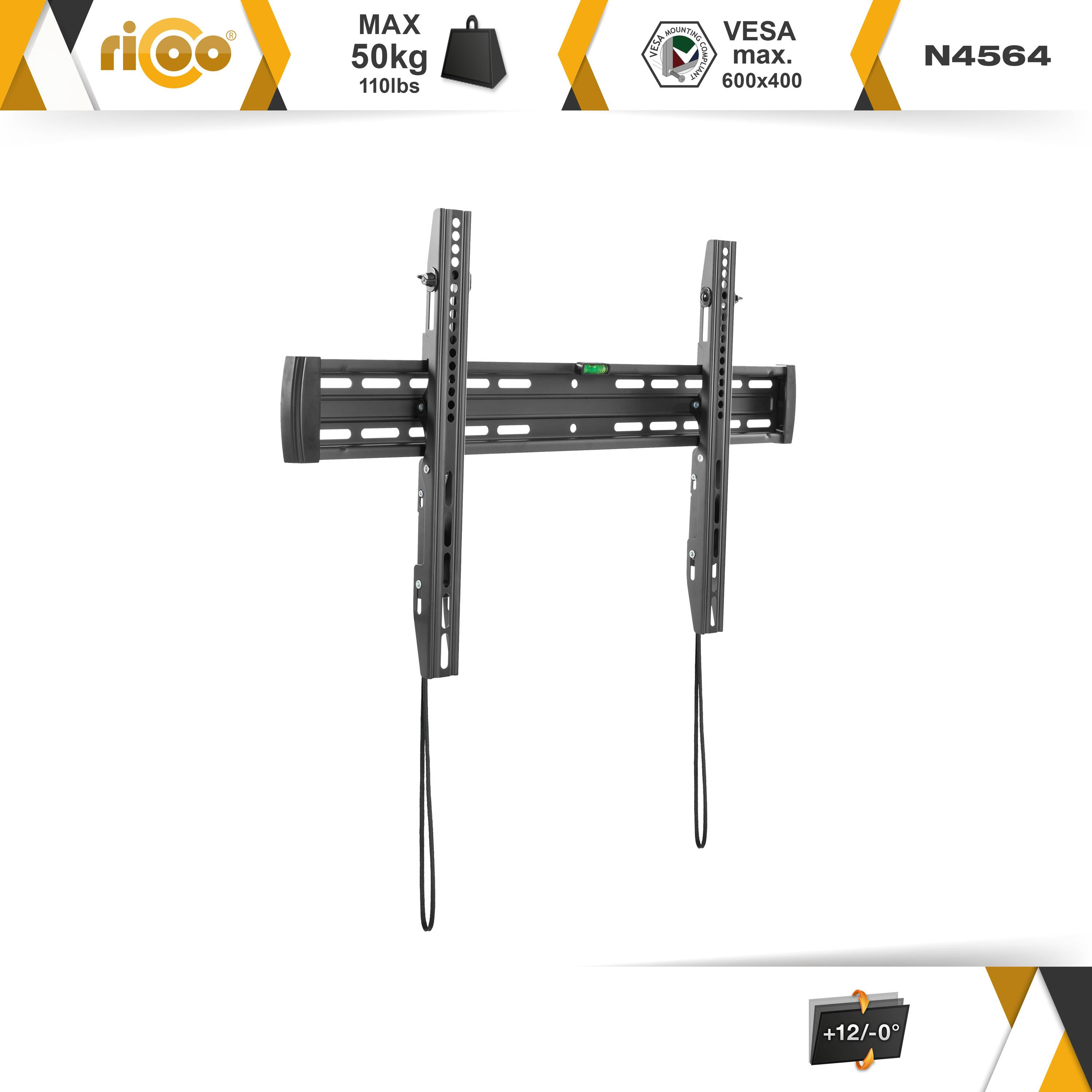 RICOO N4564 600 für Schwarz Fernseher x auch VESA Halterung neigbar Wandhalterung, universal TV Wand flach bis curved 400