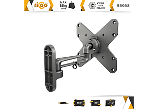 RICOO S2022 schwenkbar neigbar auch curved Fernseher Wand Halterung universal VESA 200 x 200 TV Wandhalterung, Grau