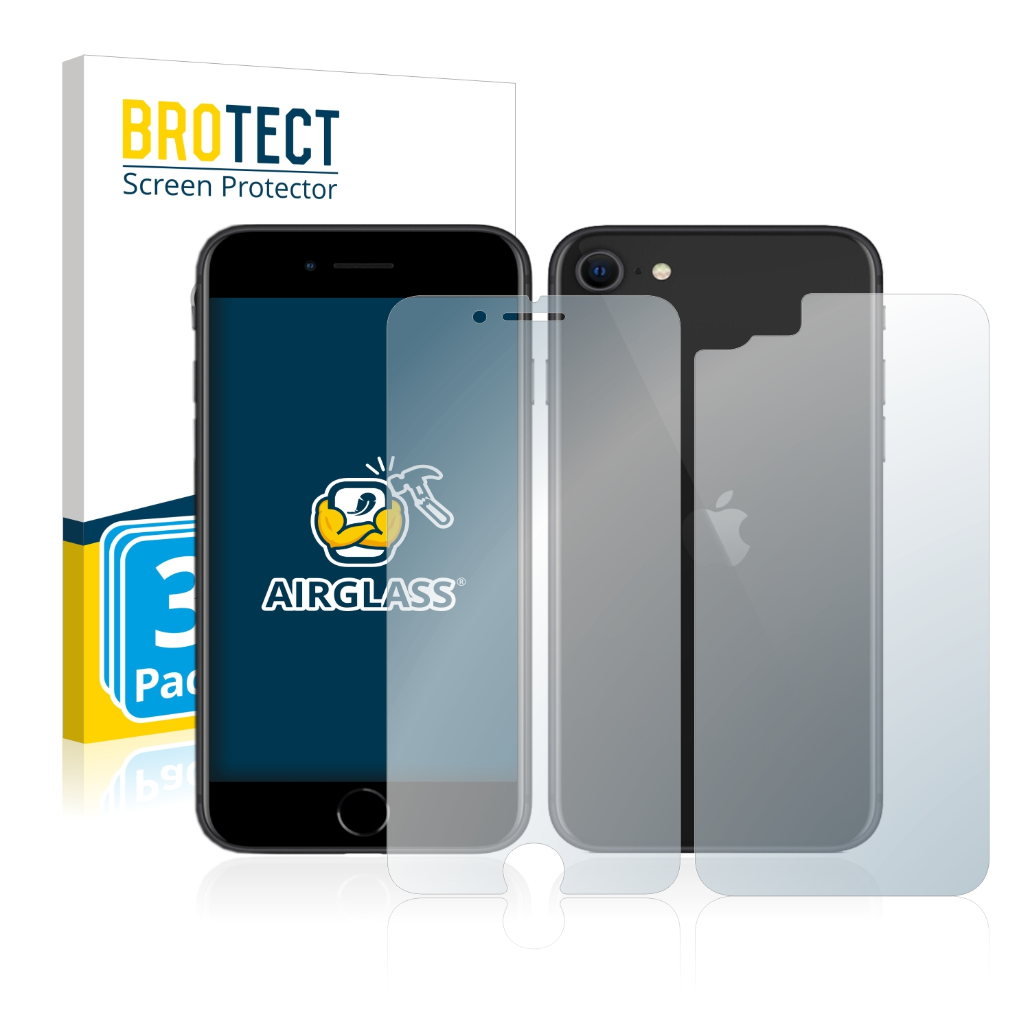 BROTECT 3x Airglass klare Schutzfolie(für SE iPhone 2 Apple 2020)