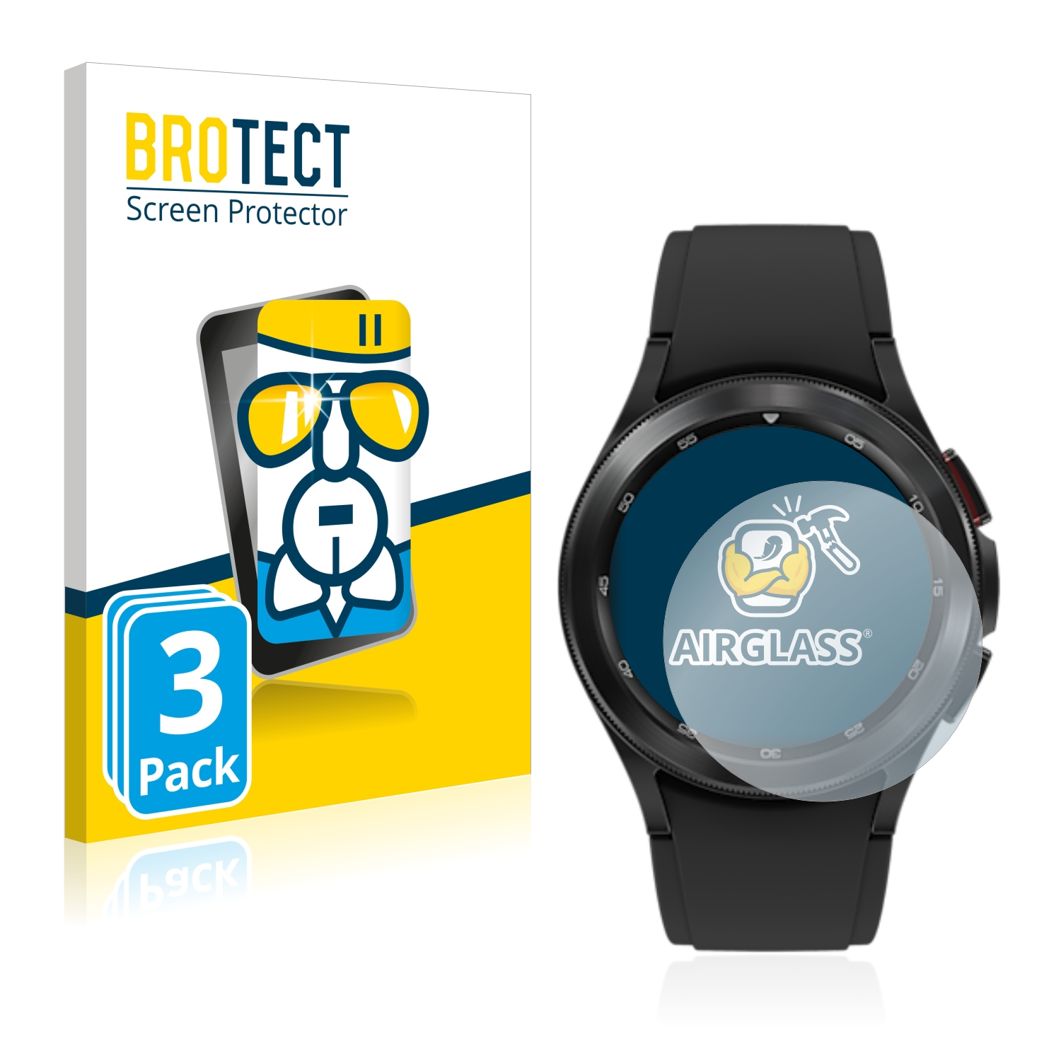 3x Schutzfolie(für BROTECT Airglass (42mm)) Samsung Watch Classic 4 Galaxy klare