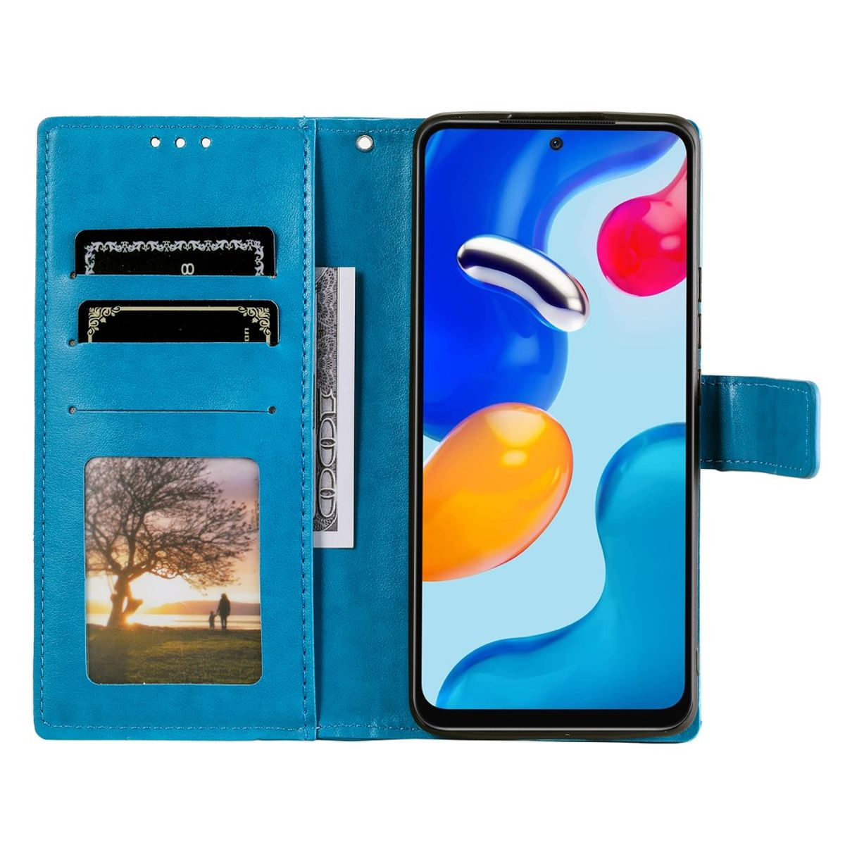 COVERKINGZ Klapphülle mit Mandala Note Muster, / 11 Pro, Redmi Bookcover, Note Xiaomi, Blau 11S M4 Poco 4G / 4G