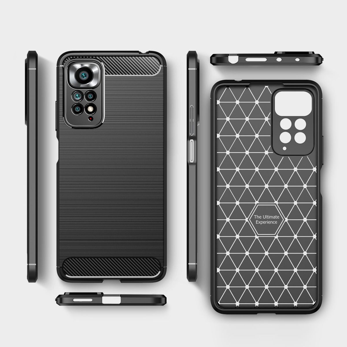 COVERKINGZ Handy Case Xiaomi, Note 4G/5G, Carbon Backcover, Pro Redmi Schwarz im 11 look