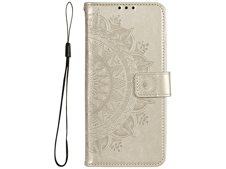 COVERKINGZ Klapphülle mit Mandala Muster, Bookcover, Samsung, Galaxy A03, Gold