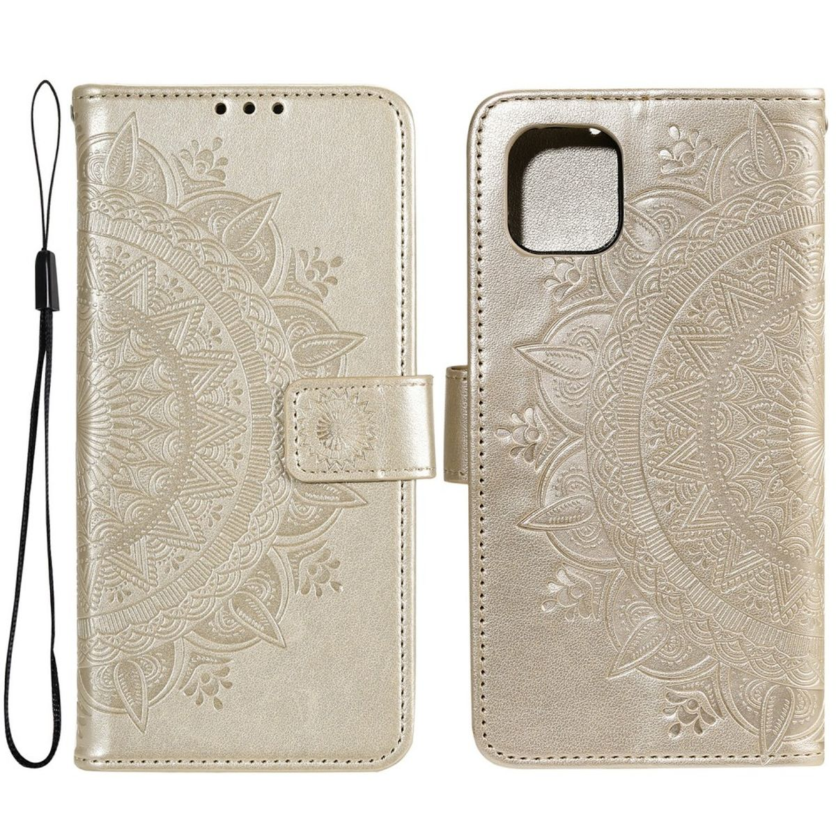 COVERKINGZ Klapphülle mit Muster, A03, Samsung, Galaxy Gold Bookcover, Mandala