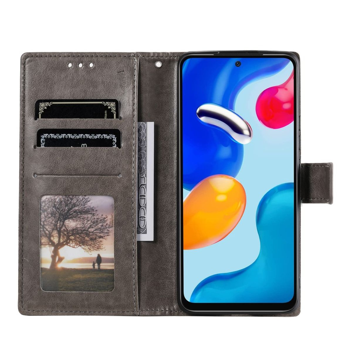 Redmi Note Poco Bookcover, 4G COVERKINGZ Xiaomi, 11S 4G Grau Note Mandala Muster, M4 / 11 Klapphülle mit Pro, /