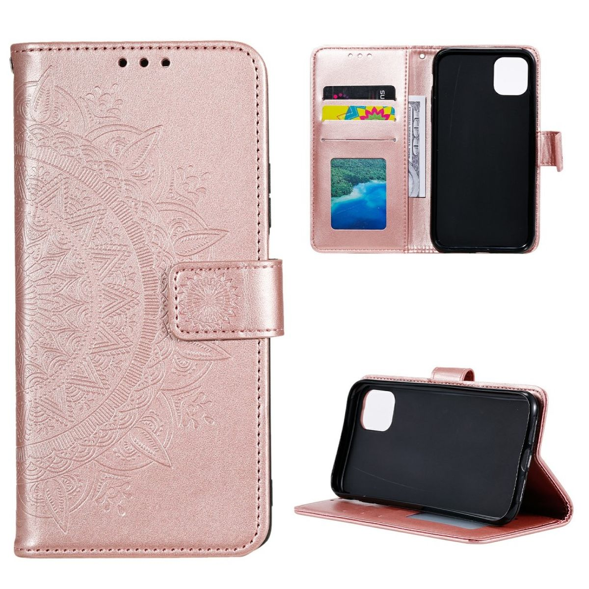 COVERKINGZ Klapphülle mit Mandala Muster, Samsung, Galaxy Rosegold Bookcover, A03