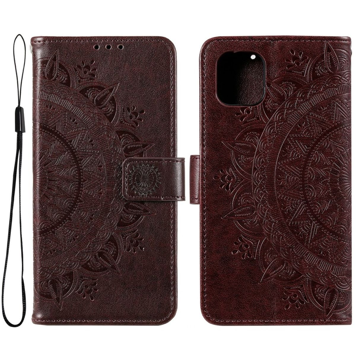 Klapphülle mit Muster, Mandala Bookcover, COVERKINGZ Galaxy Braun Samsung, A03,