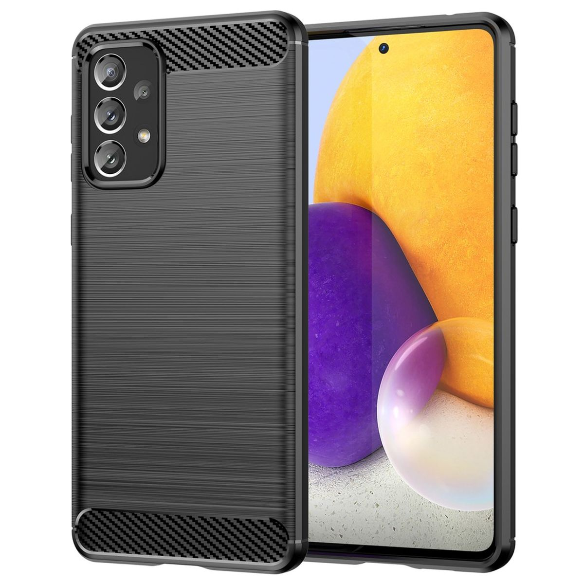 COVERKINGZ Handycase Backcover, Samsung, A73 im Schwarz Galaxy 5G, Carbon Look