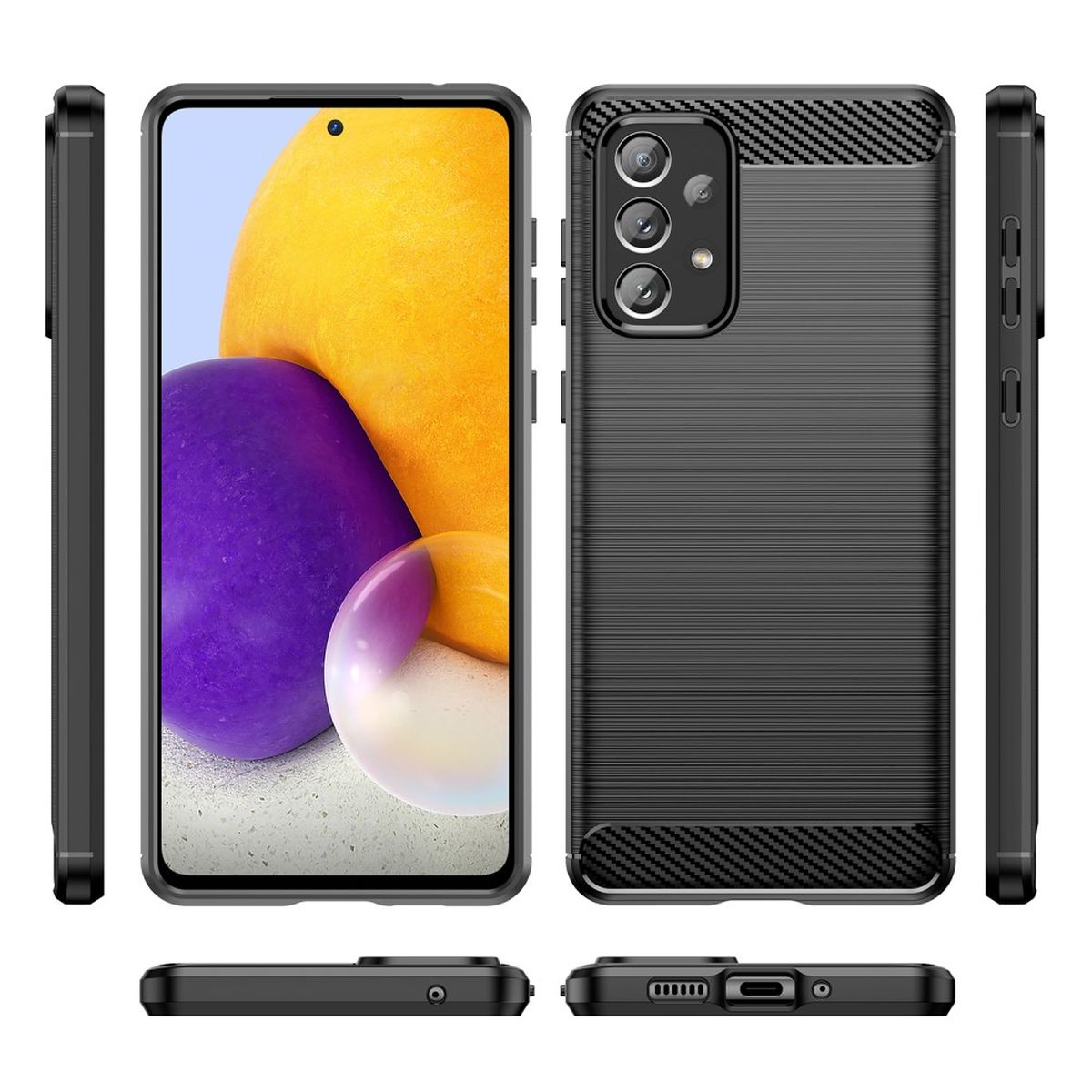 5G, Look, Handycase Schwarz Carbon A73 Samsung, im Backcover, Galaxy COVERKINGZ