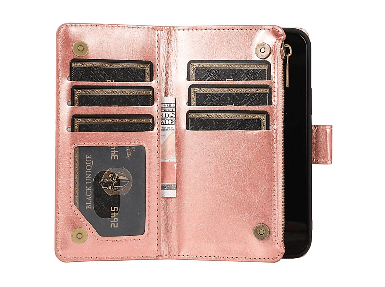 Bookcover, Rose CASEONLINE Zipper Pro, 9-karten, 13 iPhone Apple,
