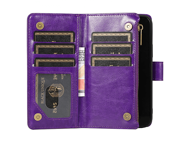 Zipper 9-karten, CASEONLINE iPhone Max, Pro 12 Bookcover, Apple, Violett