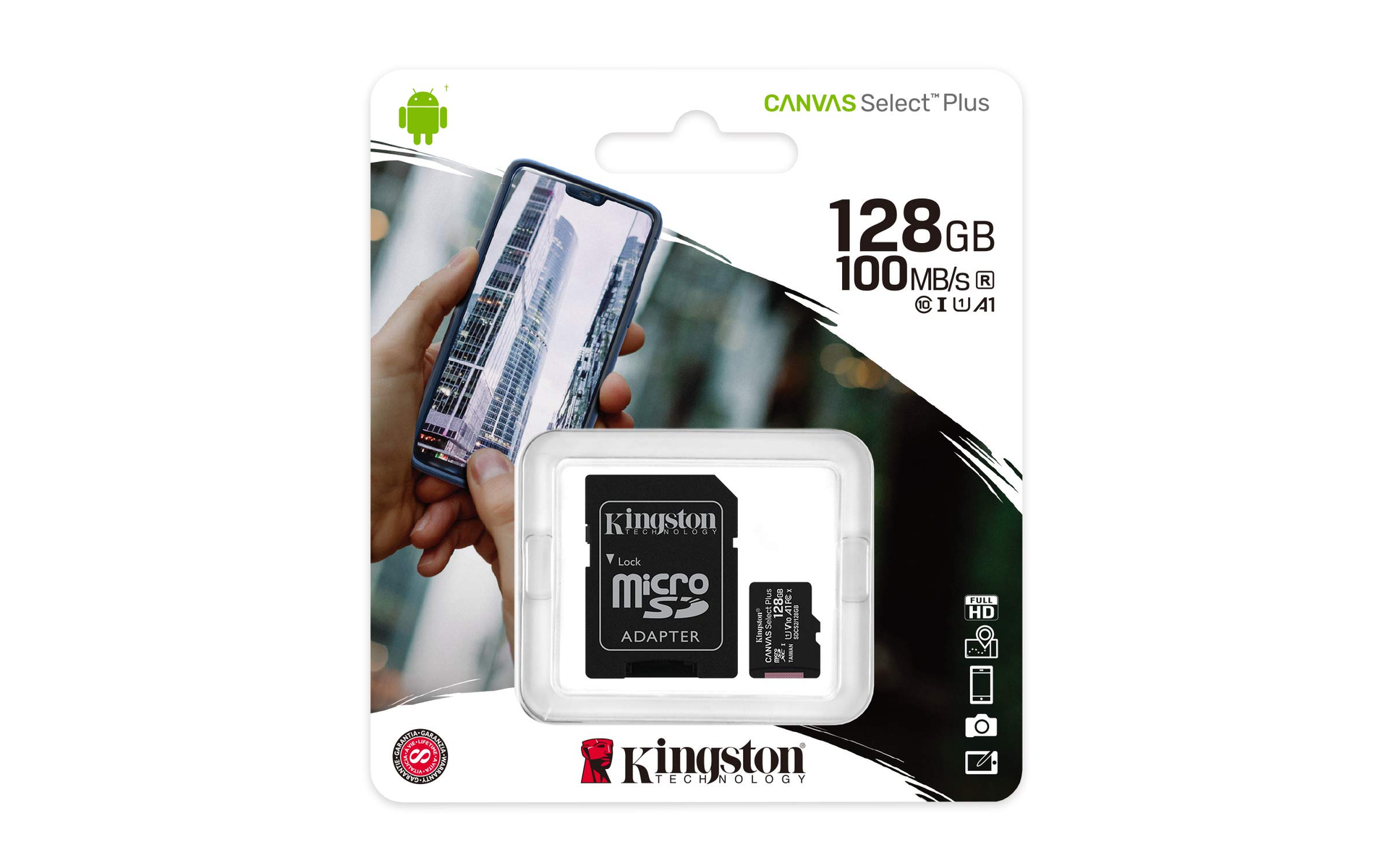 KINGSTON 100 SD Karte, 128 SDCS2/128GB, MB/s Micro-SDXC GB, Micro-SD,