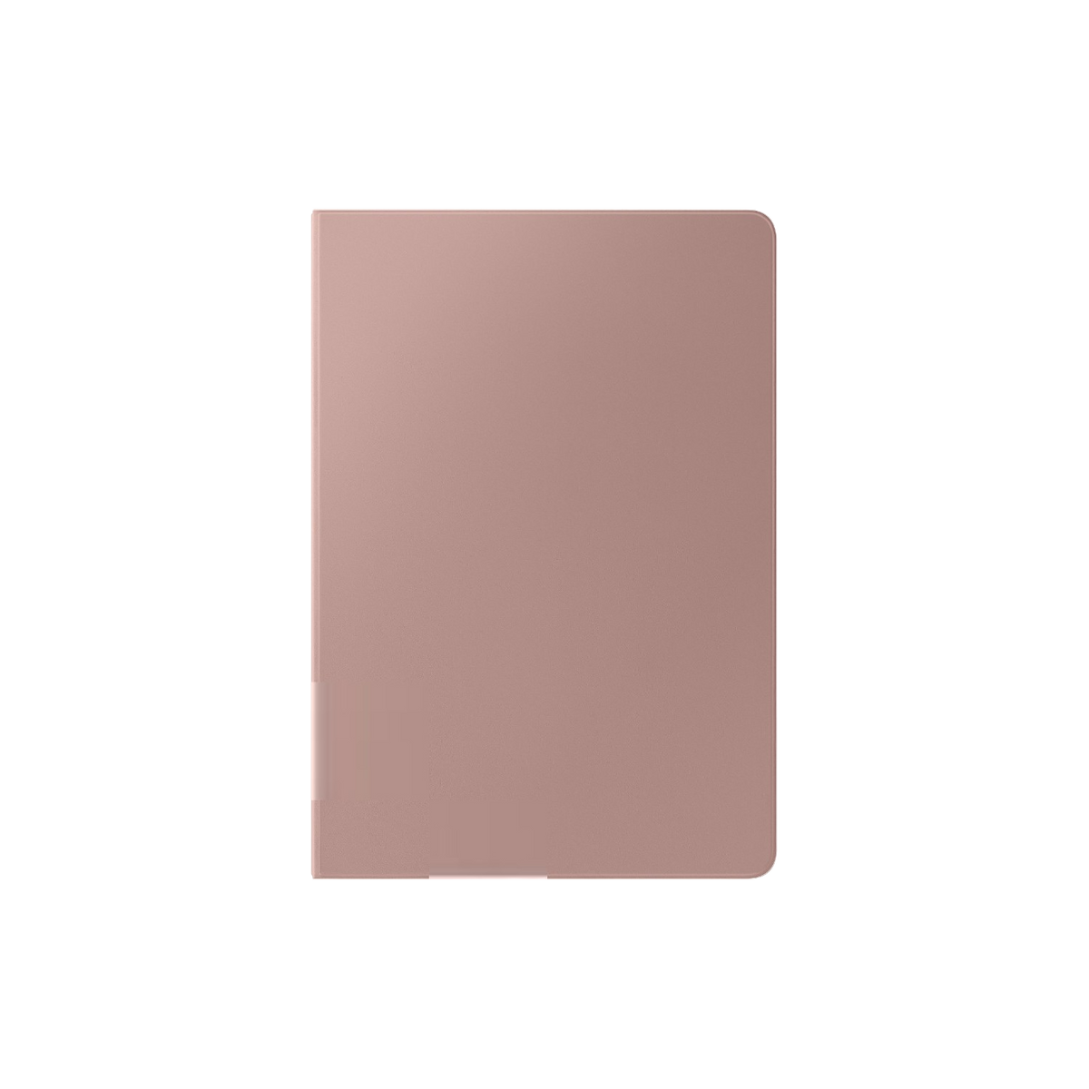 Un étui de tablette fermé, rose, sur fond noir.
