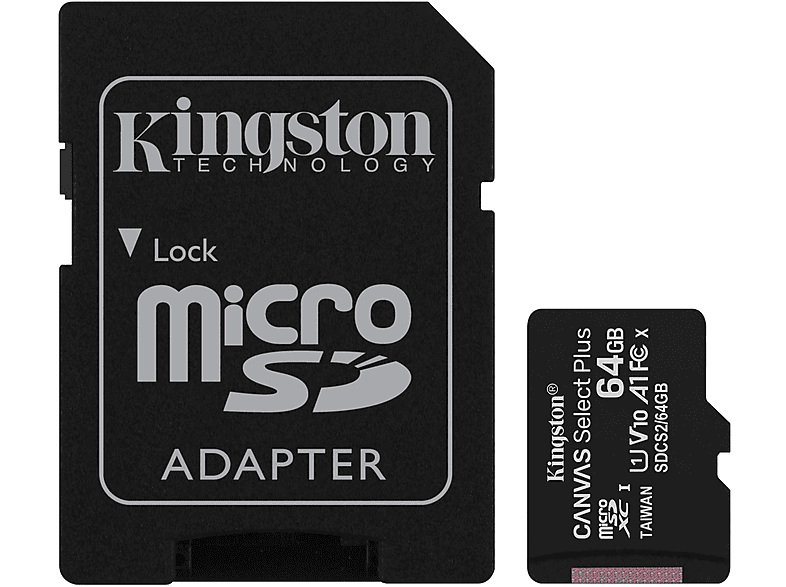 KINGSTON SDCS2/64GB, Micro-SD, Micro-SDXC MB/s 64 Speicherkarte, 100 GB