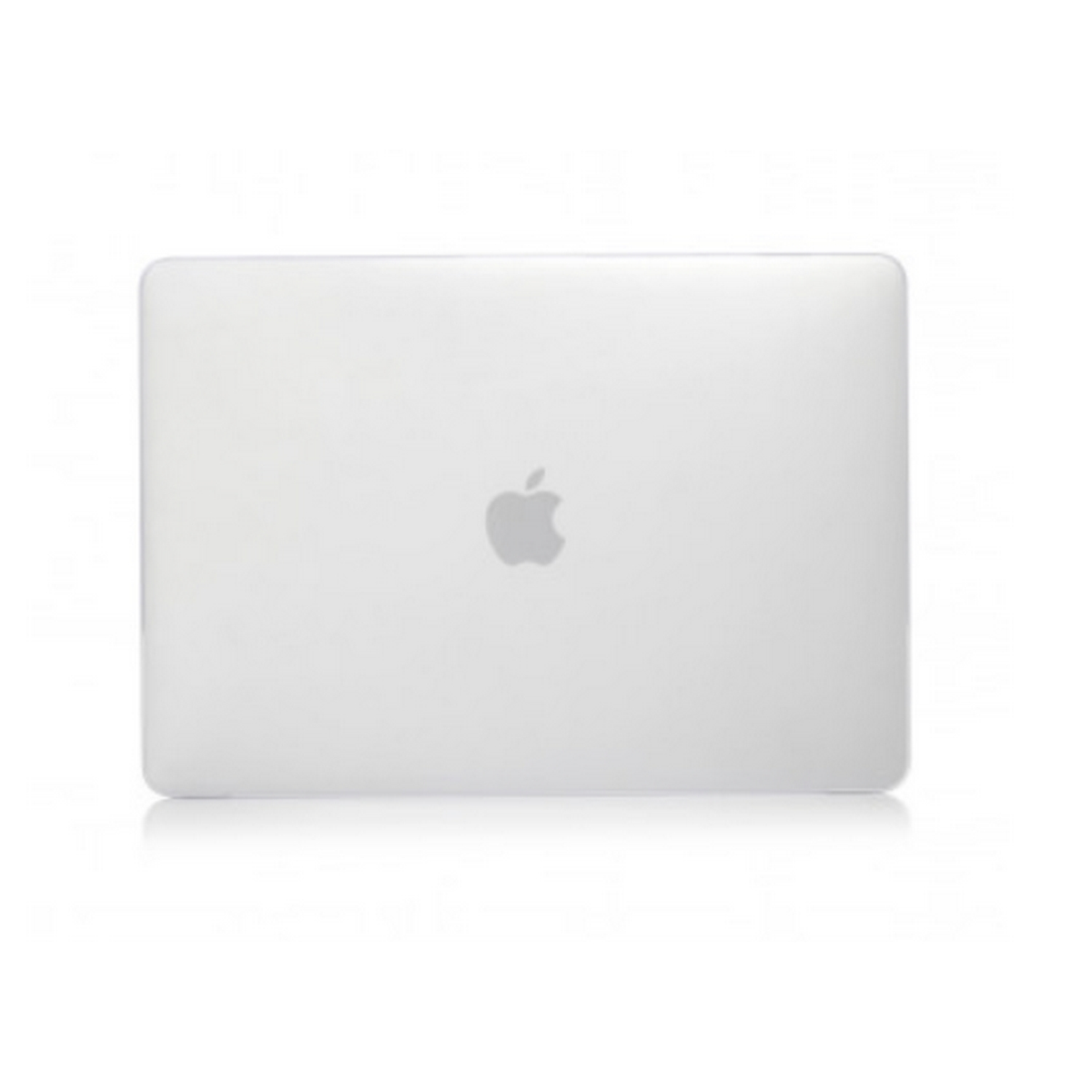 Portátil Apple plateado. El logo de la manzana está en el centro de la tapa.