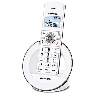 Teléfono inalámbrico - DAEWOO DTD-1400 W, RDSI, Blanco - Teléfono Daewoo inalámbrico, color blanco. Pantalla retroiluminada, Agenda 50 números, Modo Eco, Manos libres, Identificador de llamadas, Memoria de 30 llamadas entrantes, Función rellamada, Función mute, 10 tonos de melodía,Función bloqueo de  teclado, Alerta batería baja y terminal sin cobertura