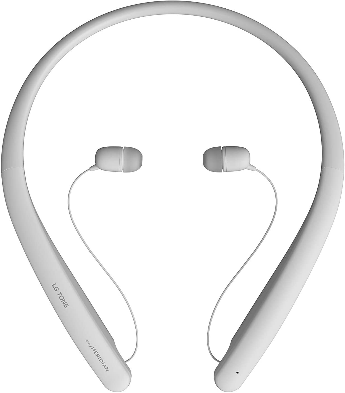 Auriculares deportivos - LG HBS-SL5W, Bluetooth, Sonido Meridian, Cancelación de ruido, Micrófono, Gris