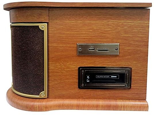 Tocadiscos  - PXRC52CD SUNSTECH, 1 USB1 RCA Auriculares Bluetooth, 33, 45 y 78 rpm, Madera Retro