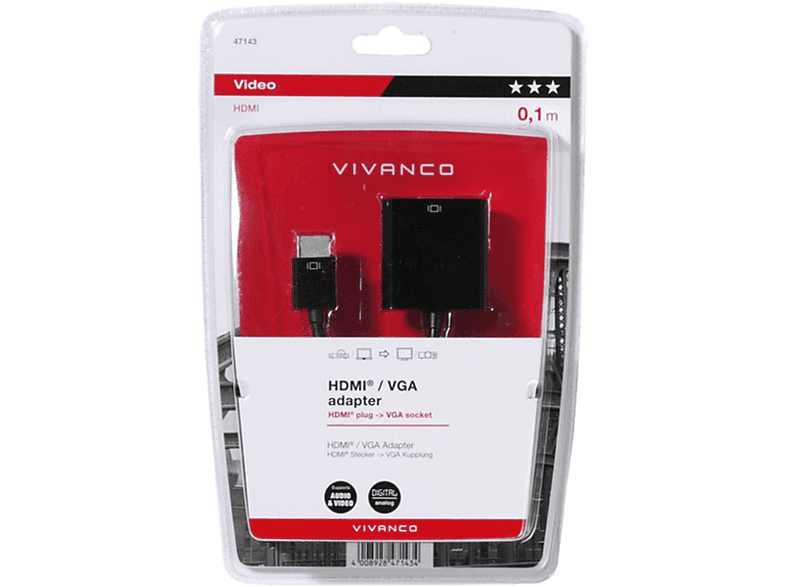 VIVANCO 47143, HDMI/VGA Adapter, 0,001 mm