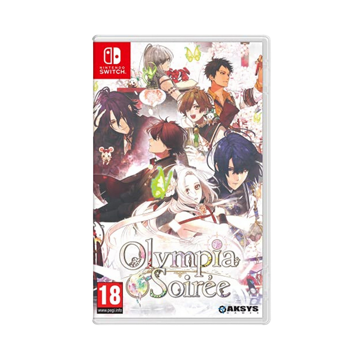 Scatola del gioco Nintendo Switch: 'Olympia Soiree' con personaggi anime.