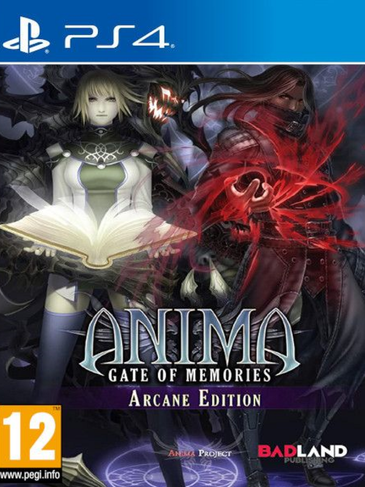 Copertina del gioco Anima: Gate of Memories. Due figure con spade sono sulla copertina. Anche il titolo è sulla copertina.
