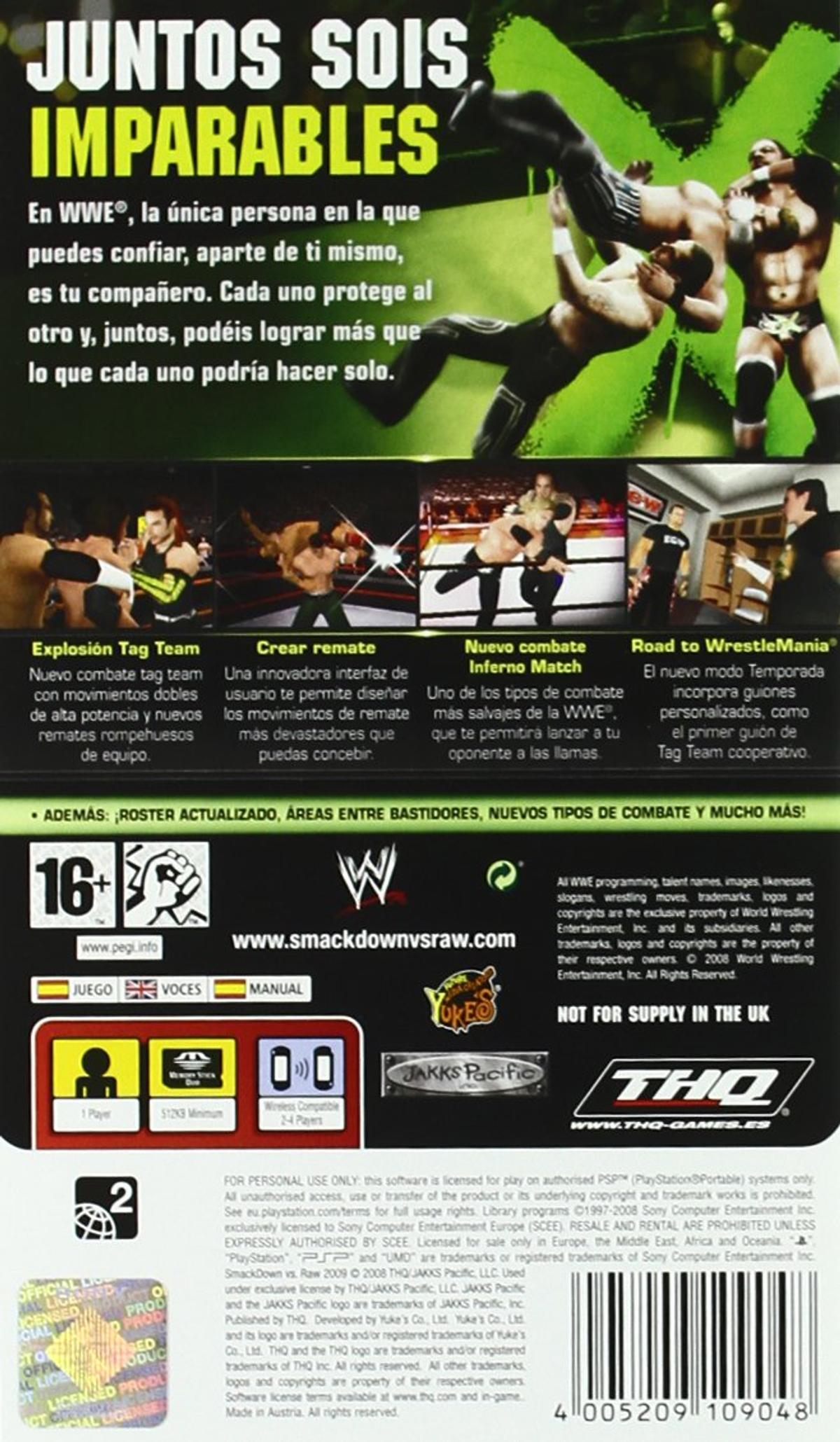 PSP - Juego PSP WWE Smackdown vs Raw 2009 (M16 - Lucha)