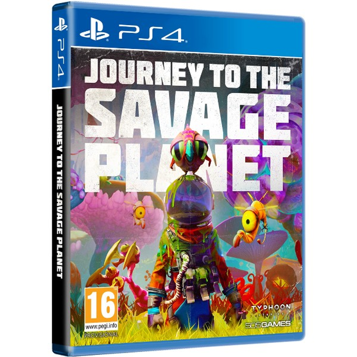 Custodia del gioco Journey to the Savage Planet per PS4, un astronauta esplora un pianeta.