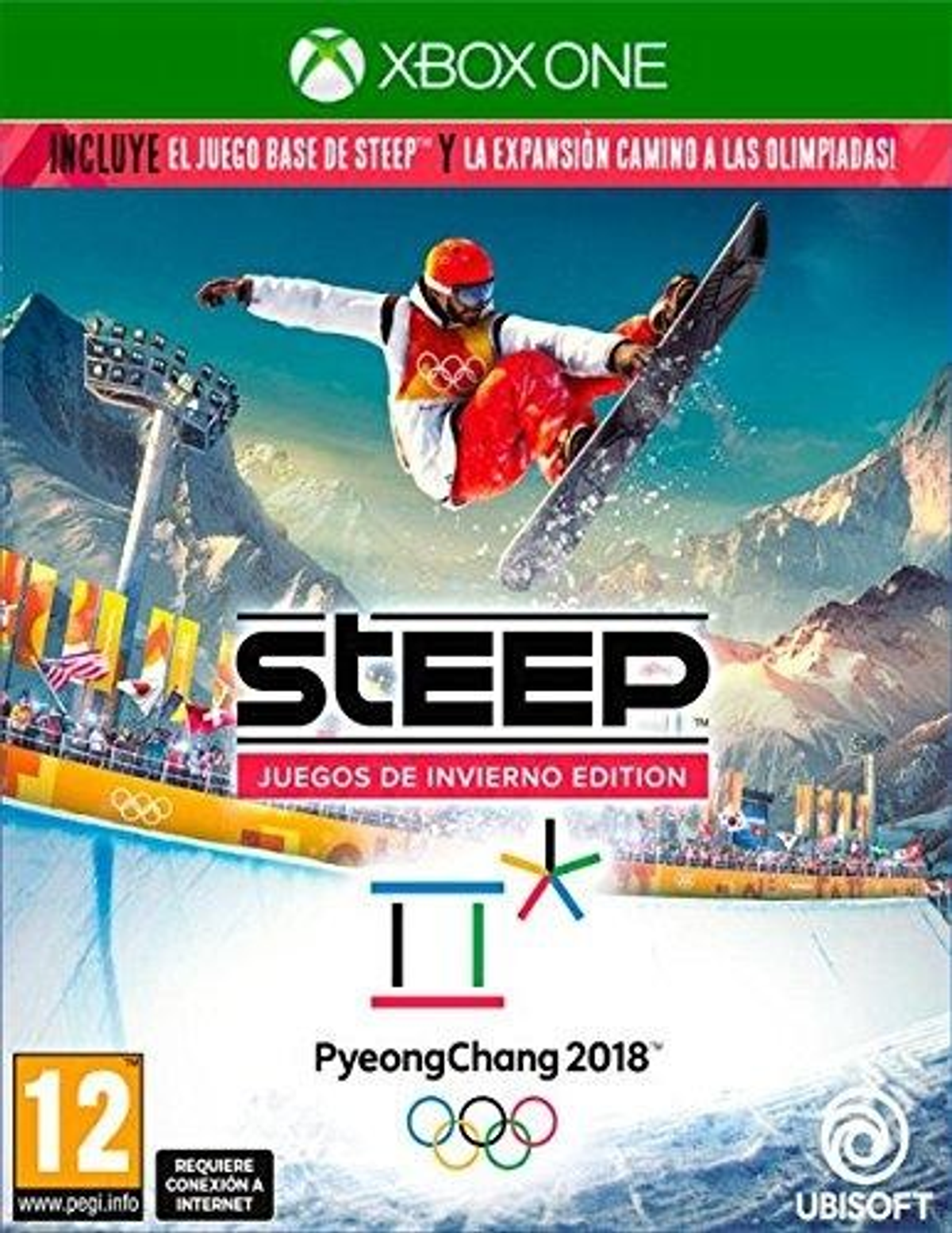 Okładka gry Steep: Winter Games Edition Xbox One: Snowboardzista i śnieg.