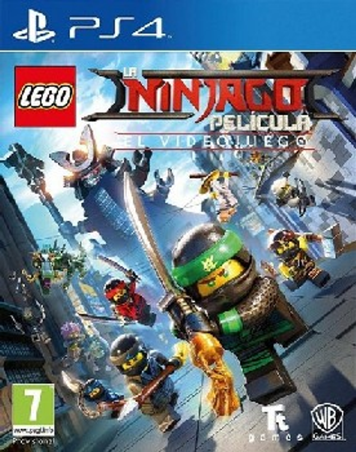 Custodia del videogioco Lego Ninjago. Ninja Lego in azione sulla copertina.