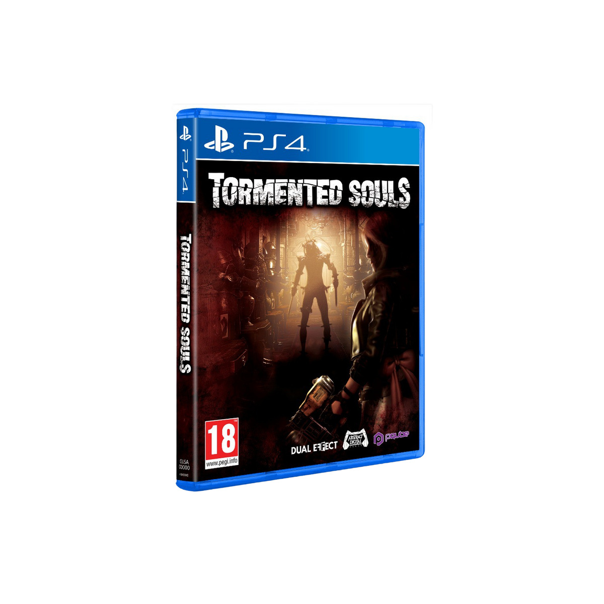 Pudełko gry na PS4 z tytułem Tormented Souls, przedstawiające kobietę z bronią.