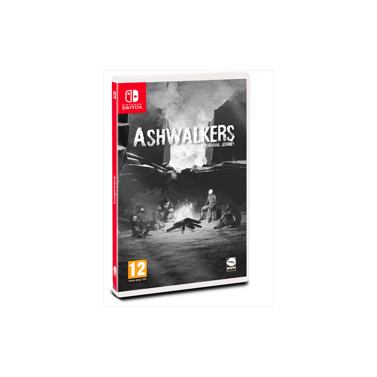Custodia del gioco: Ashwalkers. Scena oscura con persone attorno a un fuoco. Montagne sullo sfondo.