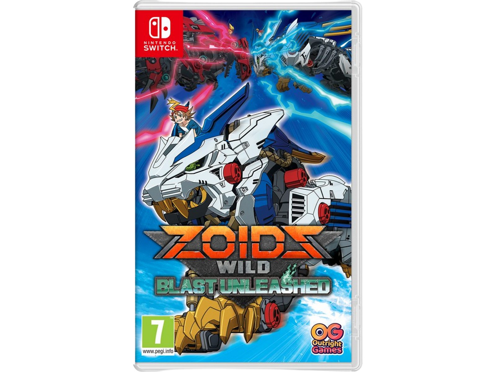 Custodia di gioco per Nintendo Switch con un personaggio simile a un robot e uno stile cartone animato.