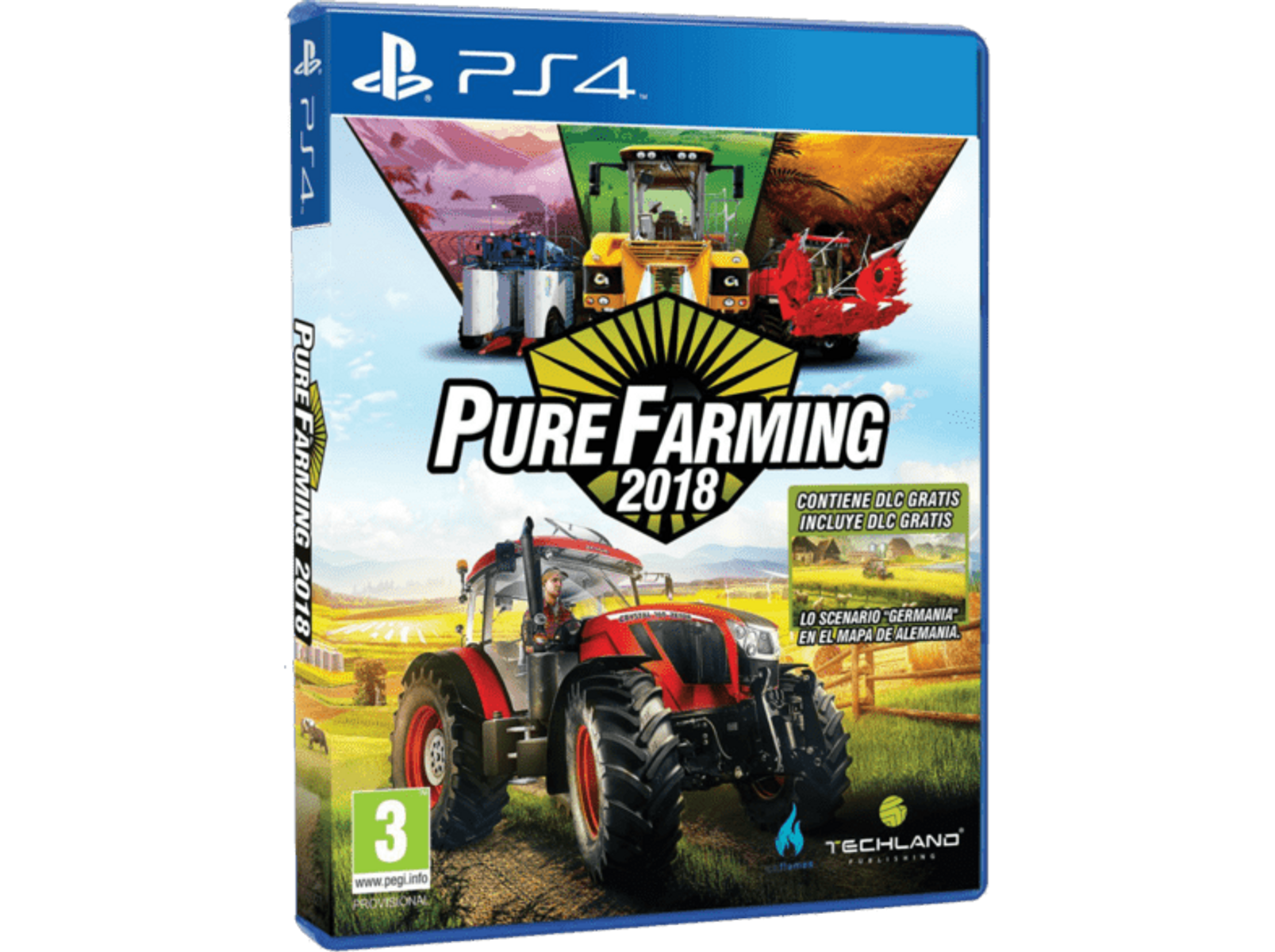 PS4-Spielbox mit Traktor-Bild. Die Box ist farbenfroh und zeigt Titel und Logo.